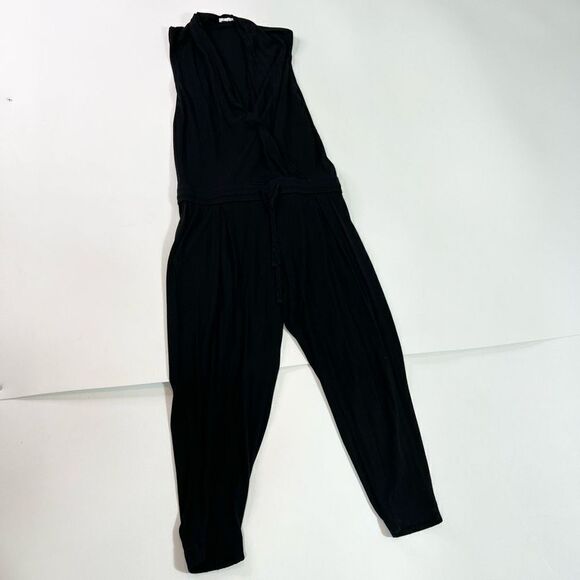 Helmut Lang Jumpsuit Women Small Cotton Wrap Front Black Sleeveless Lined Pocket - Picture 1 of 15